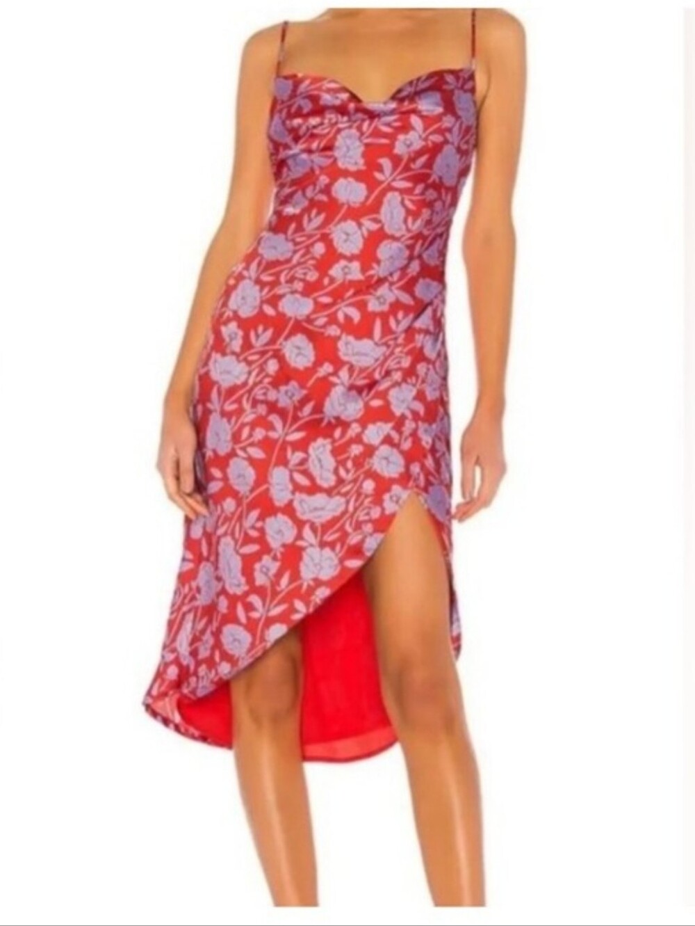 Lovers + Friends Noah Wrap Dress In Red & Purple Floral Dress Size M